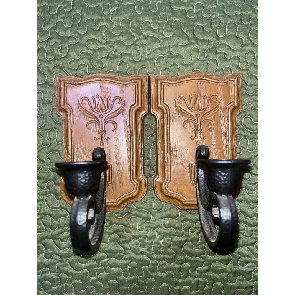 Homco Wall Decor Candle Holder Pair , Tapered‎ Candle Holder Vintage Mcm